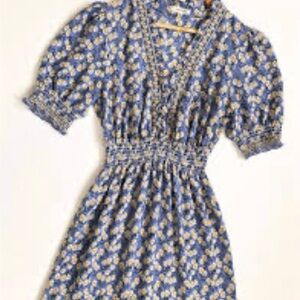 NWT Max Studio Blue and Yellow Floral Maxi Dress peasant dress size XS